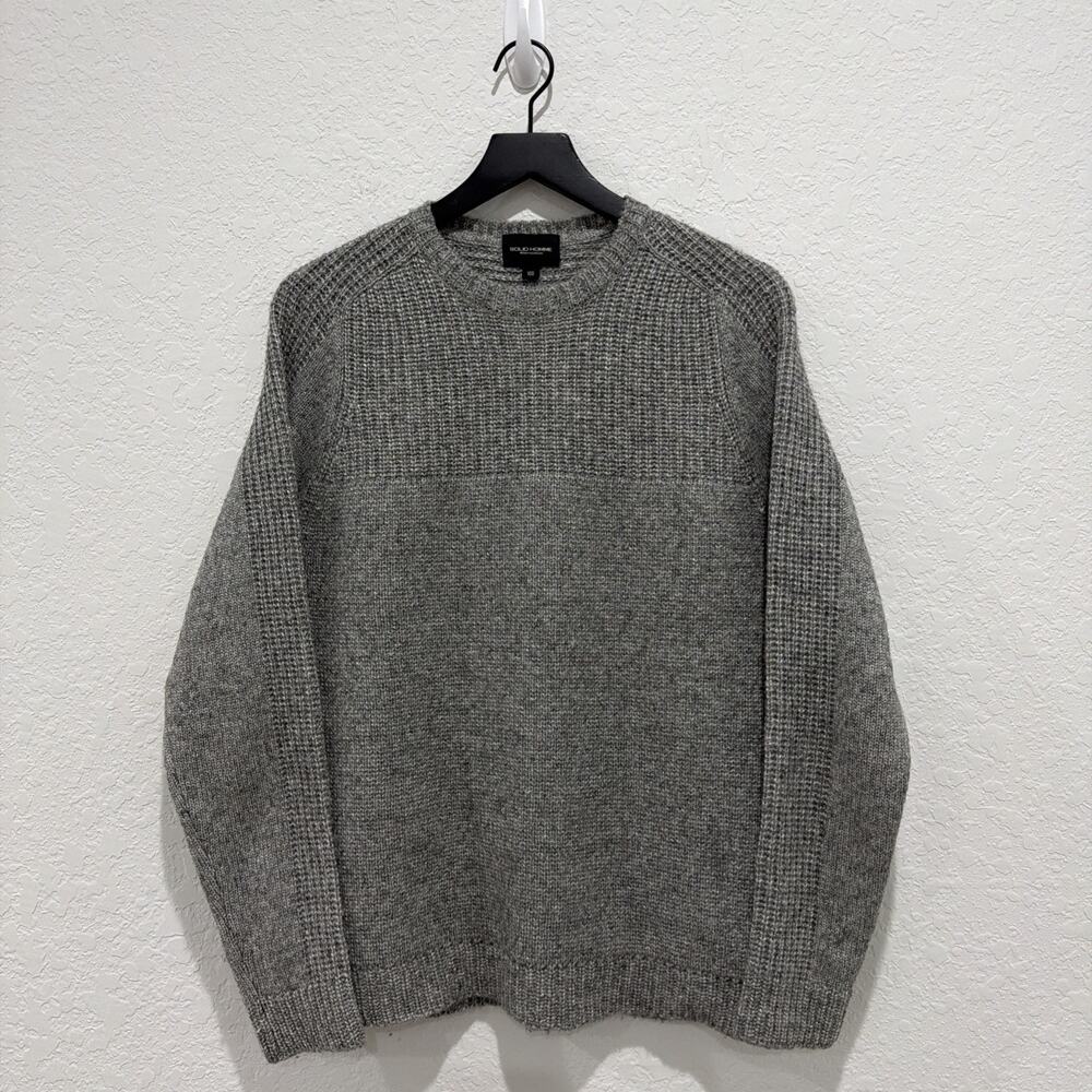 Solid Homme Wooyoungmi Gray Crewneck Sweater Wool Nylon Men’s Size 100 Or Medium